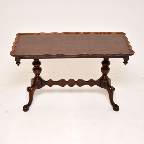 fig 1. Antique Burr Walnut Pie Crust Coffee Table
