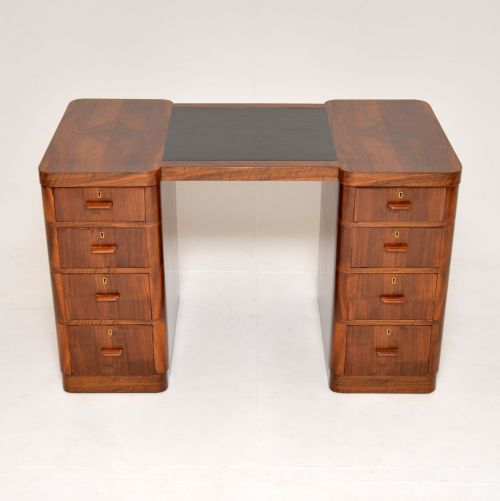 1930'S Art Deco Figured Walnut Partners Desk by Maple & Co
