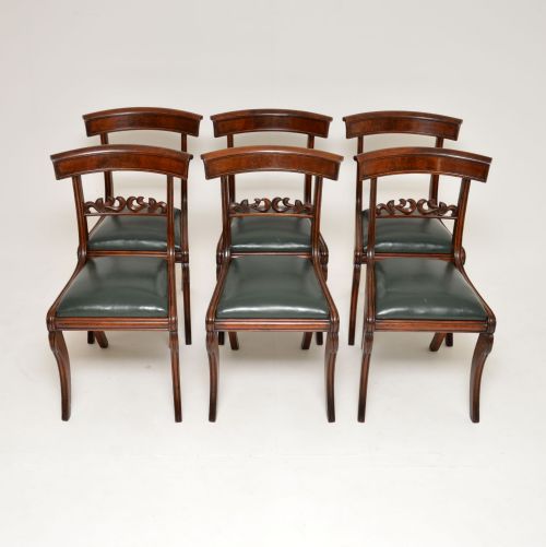 fig 1. Set of 6 Antique Regency Mahogany & Leather Dining Chairs