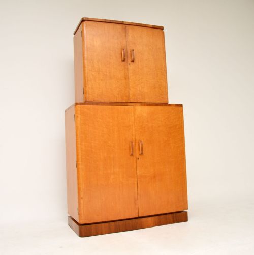 1930'S Art Deco Maple & Walnut Cocktail Drinks Cabinet