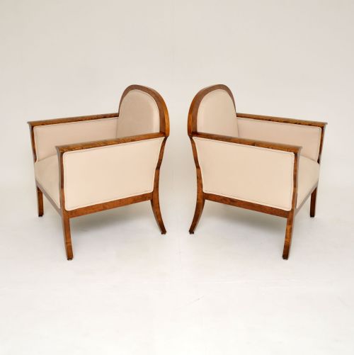 fig 1. Pair of Antique Swedish Satin Birch Armchairs