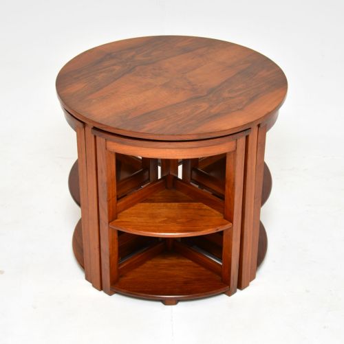 1930'S Art Deco Figured Walnut Nesting Coffee Table
