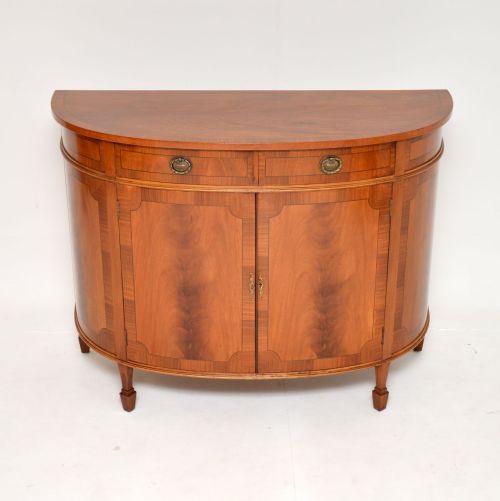 Antique Sheraton Style Inlaid Mahogany Bow Front Cabinet
