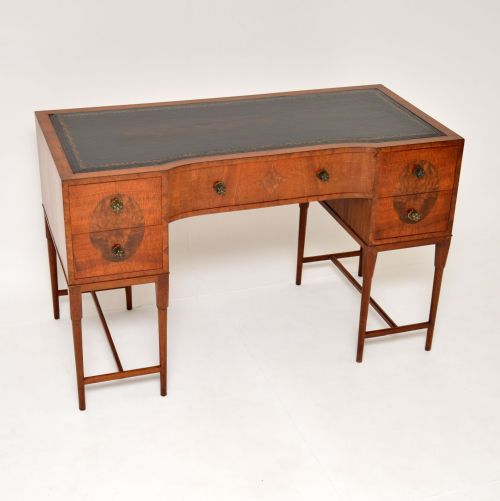 Antique Walnut & Mahogany Leather Top Desk