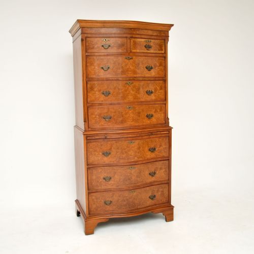 Antique Burr Walnut Chest on Chest of Drawers
