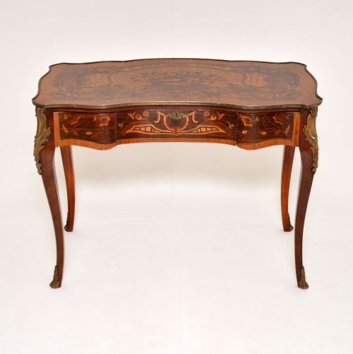 fig 1. Antique French Inlaid Marquetry Bureau Plat Desk