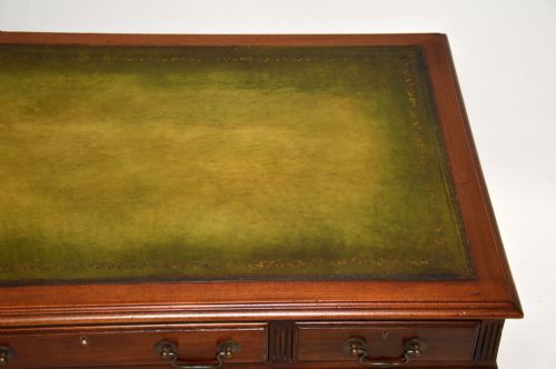fig 1. Antique Victorian Mahogany Leather Top Pedestal Desk