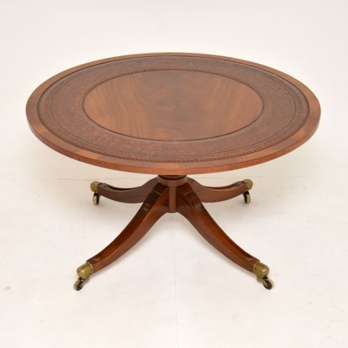 Antique Regency Style Leather & Mahogany Coffee Table
