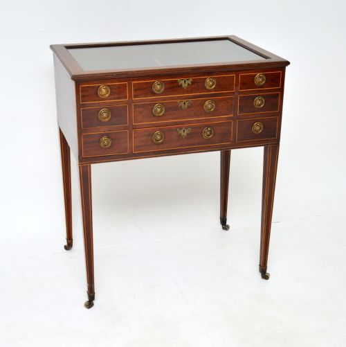 Antique Georgian Inlaid Mahogany Bijouterie Jewellery Case Table