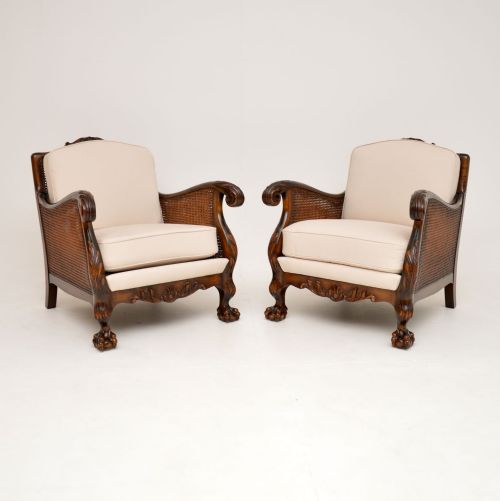 Pair of Antique Swedish Satin Birch Armchairs
