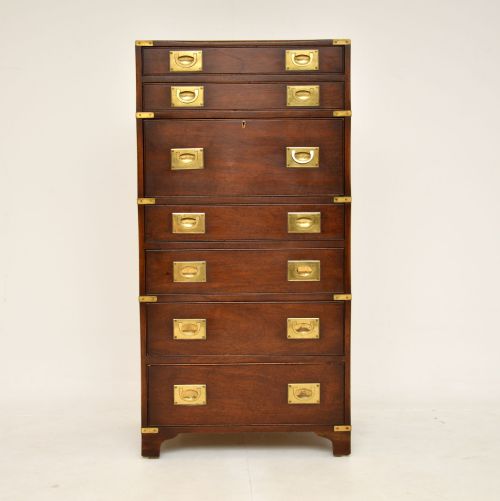 fig 2. Antique Mahogany Military Campaign Secretaire Chest of Drawers
