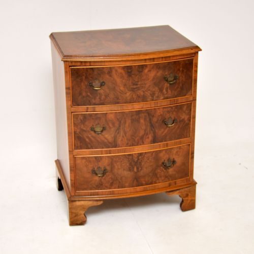 Antique Burr Walnut Bow Front Chest of Drawers
