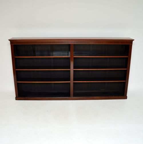 fig 1. Antique Edwardian Inlaid Mahogany Open Bookcase