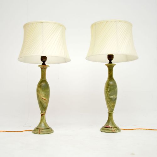 Pair of Antique Onyx Table Lamps