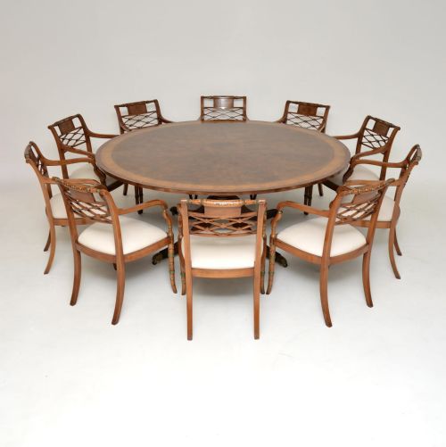 Antique Sheraton Revival Dining Table & Ten Chairs
