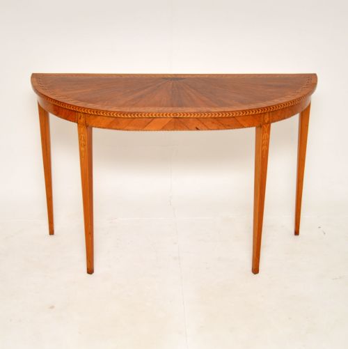 Antique Inlaid Walnut Sheraton Style Console Table