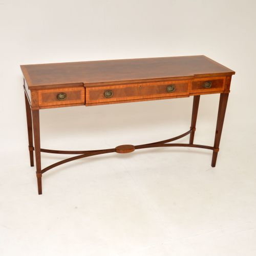 Antique Sheraton Revival Mahogany & Walnut Console Table