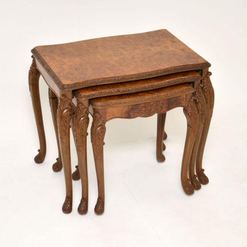 Antique Burr Walnut Nest of Three Tables
