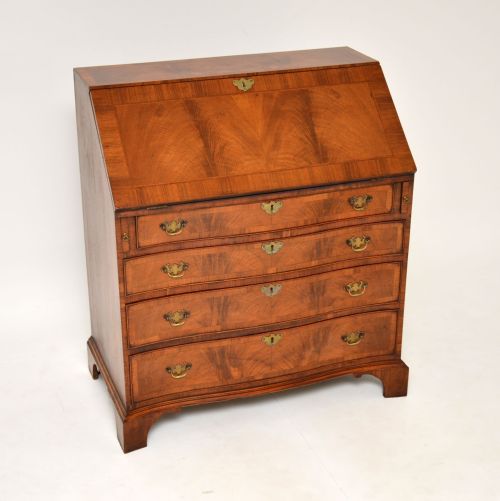Antique Walnut Serpentine Fronted Writing Bureau
