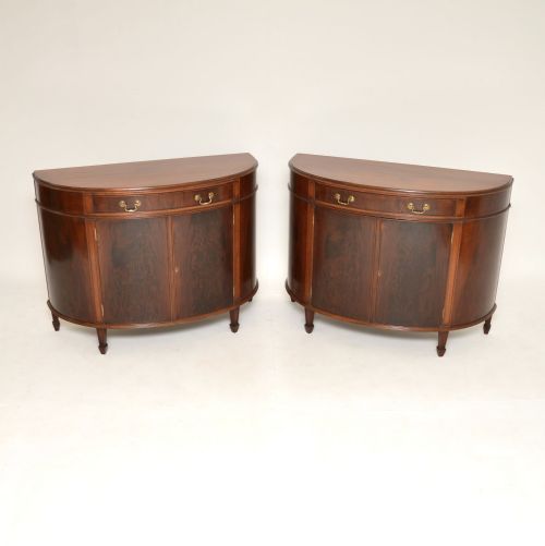 Pair of Antique Mahogany Bow Front Cabinets