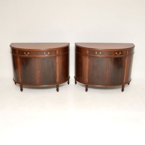 fig 1. Pair of Antique Mahogany Bow Front Cabinets