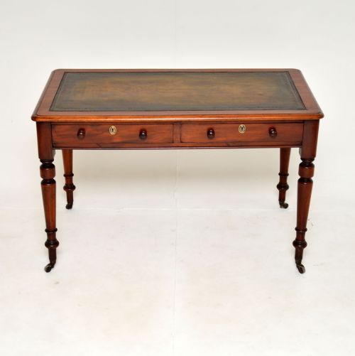 Antique Victorian Mahogany Leather Top Writing Table
