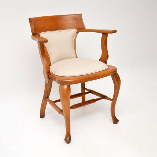 Antique Golden Oak Captains Desk Chair