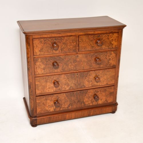 Antique Victorian Burr Walnut Chest of Drawers
