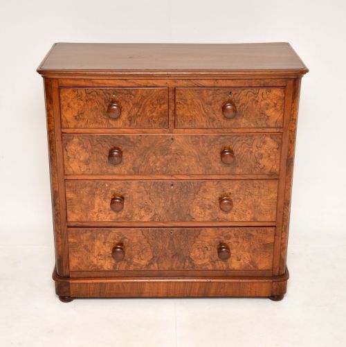 fig 1. Antique Victorian Burr Walnut Chest of Drawers