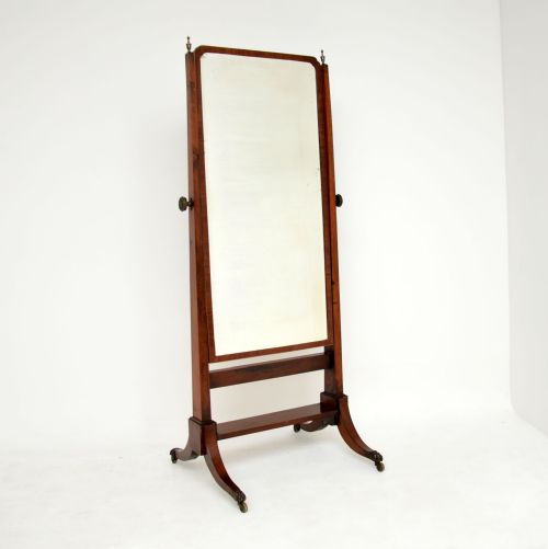 Antique Edwardian Inlaid Mahogany Cheval Mirror