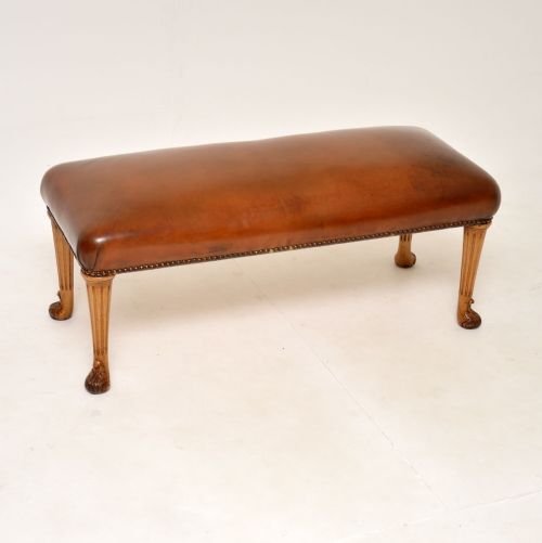 Antique Leather & Walnut Stool by Hille
