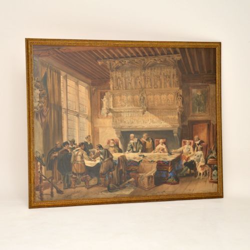 fig 1. Large Antique Watercolour Painting by W.H Romaine-Walker