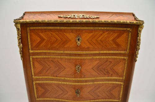 fig 1. Antique French Inlaid King Wood Secretaire Bureau Chest