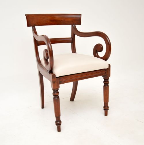Antique William IV Mahogany Carver Armchair / Desk Chair