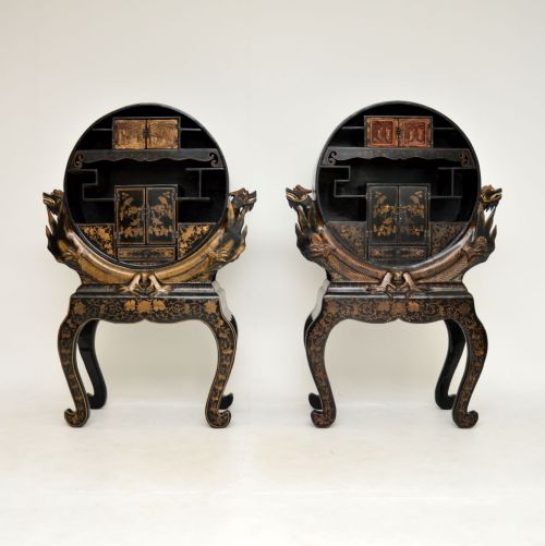 fig 1. Pair of Antique Lacquered Chinoiserie Japanese Cabinets