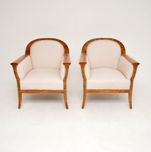 fig 1. Pair of Antique Swedish Satin Birch Armchairs