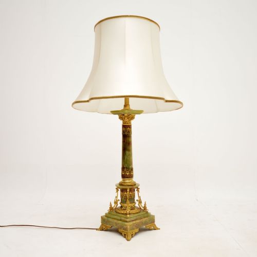Antique French Onyx Cloisonne Table Lamp