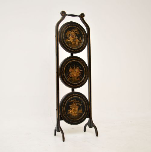 Antique Lacquered Chinoiserie Cake Stand