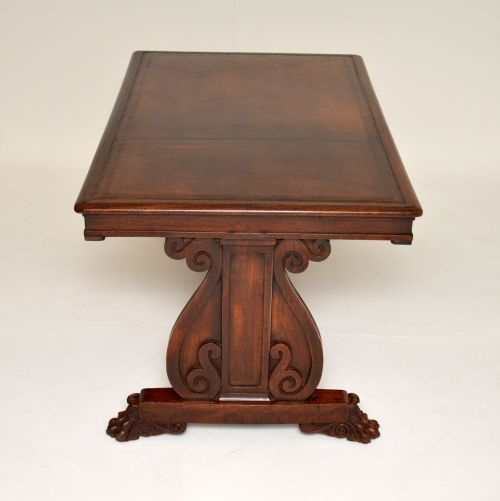 fig 1. Antique Colonial Padauk Wood Leather Top Partners Desk