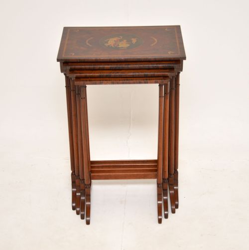 fig 1. Antique Painted Walnut, Mahogany and Rosewood Nest of 4 Tables
