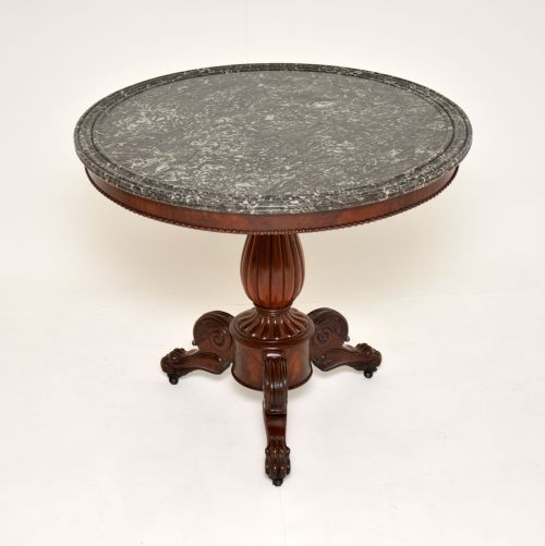 Antique French Mahogany Marble Top Gueridon Table
