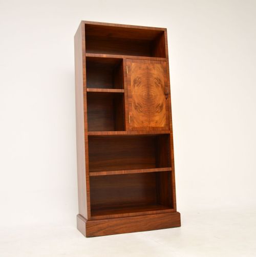 Art Deco Figured Walnut Bookcase / Cabinet