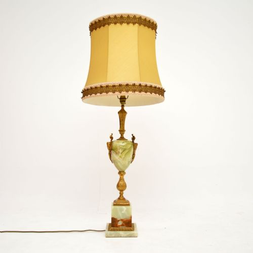 Large Antique French Onyx & Gilt Metal Table Lamp