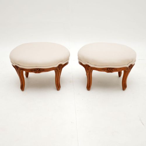 fig 1. Pair of Antique French Carved Walnut Foot Stools