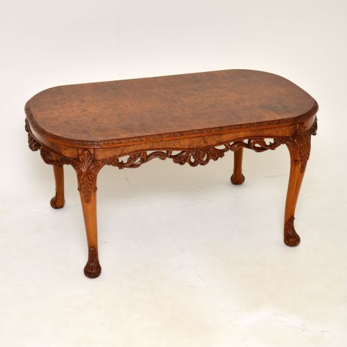Antique Queen Anne Style Burr Walnut Coffee Table