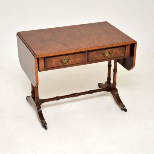 Antique Burr Walnut Drop Leaf Coffee Table or Side Table