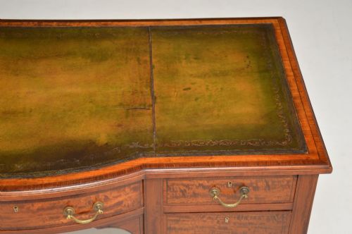 fig 2. Antique Edwardian Inlaid Satin Wood Leather Top Desk