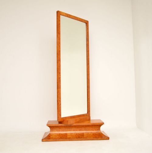 fig 1. 1920's Swedish Art Deco Birds Eye Maple Cheval Mirror
