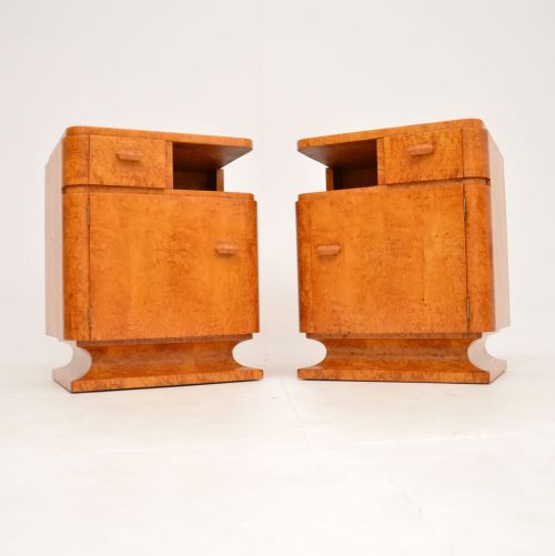 Pair of Swedish Art Deco Birds Eye Maple Bedside Cabinets
