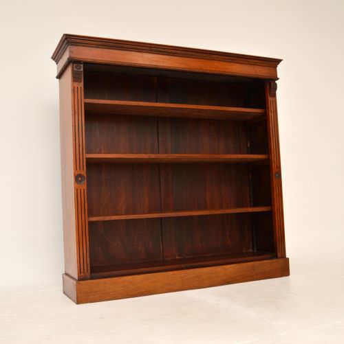 Antique Victorian Solid Walnut Open Bookcase
